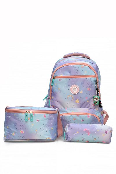 ELATAE Children's 3-Piece School Set Primary School Bag & Thermal Lunch Box & Pen Holder 1385