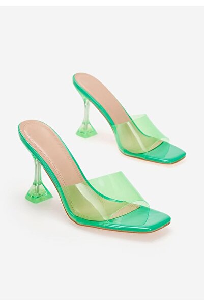 B T Shoes Galicia green heeled slippers