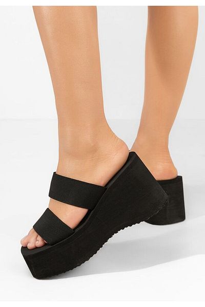 B T Shoes Black Tangela platform slippers