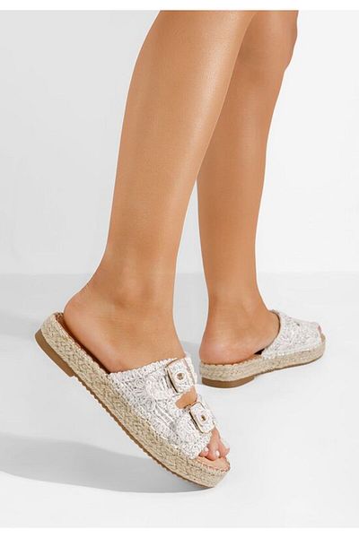 B T Shoes Women's white Harley beach slippers