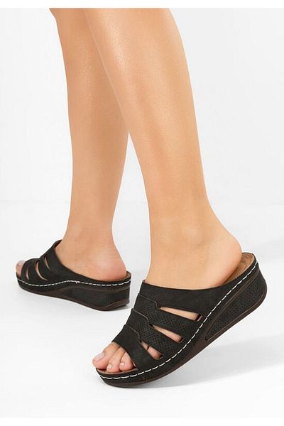 B T Shoes Black Deneen platform slippers
