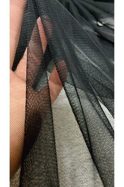 ELİTSEK Petek tül likralı en 150 cm siyah 1 metre