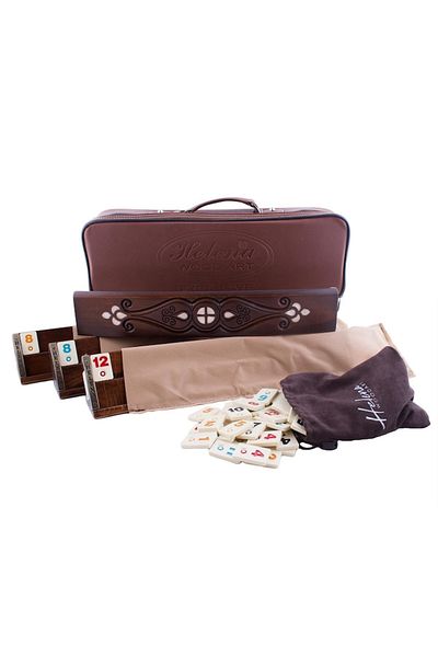 Helena Rummy Game - Luxury Edition Made of Solid Wood and Mother-of-Pearl (Semicircular Shape)