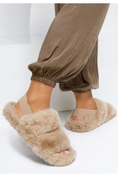 B T Shoes Fluffy slippers Helamia Beige