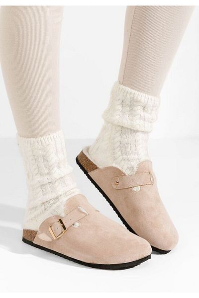 B T Shoes Fluffy slippers Jasha beige