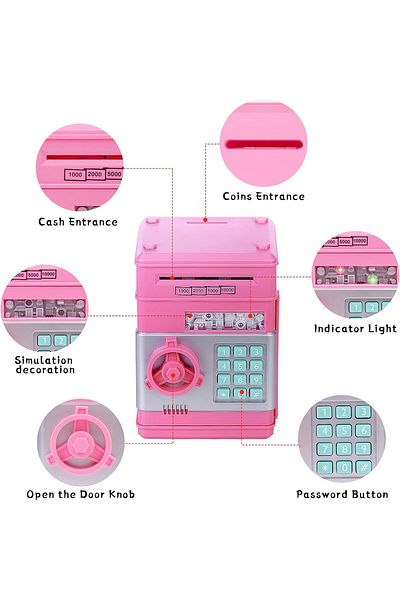Thedttoy ATM Money Box for Kids Age 3-12, Electronic Money Bank Safe Piggy Bank for Girls Boys, Pass
