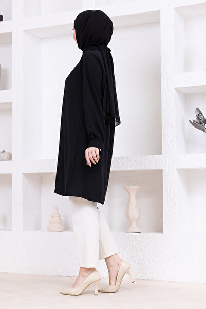 FİDEY Satin Tested Tunic with Stone Buttons