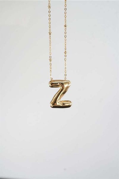 By Zeyna Aksesuar Women's 316 L Stainless Steel Balloon Letter Necklace Z