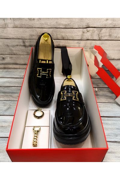 EXCLUSIVE STYLE HÉRITAGE - Black eco-leather loafers