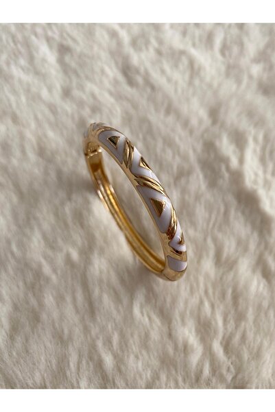 STEEL Renkli Mineli Üçgen Motifli Çelik Kelepçe Bileklik