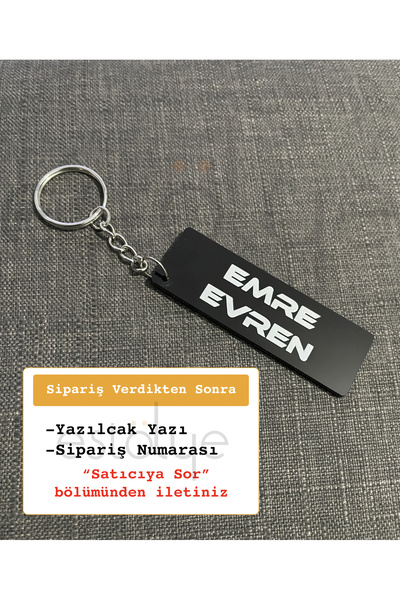 estölye Kişiye Özel İsimli Pleksi Anahtarlık - Çift Taraflı