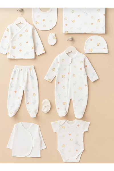Bebitof Forest Pattern 10 Piece Boxed Newborn Hospital Exit Zibin Set Aly
