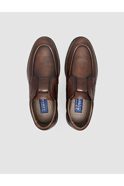 Cabani 100% Genuine Leather Brown Laceless Men's Casual Shoes