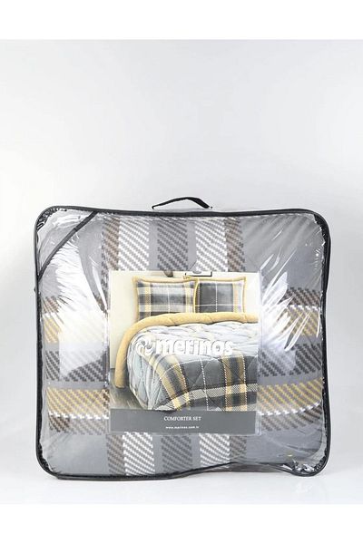 Merinos Comforter Double Duvet Set Antonin Grey-Yellow