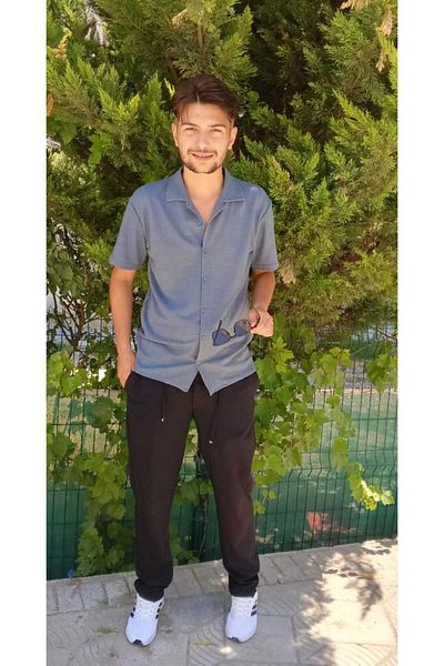KING SEZAR Мъжка риза 100% памучна дишаща материя Flame Slim Fit с яка с копчета Мъжка риза