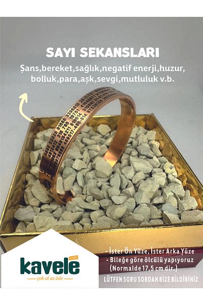 KAVELE Raw Pure Copper Number Sequential Zeolite Sand Copper Bracelet