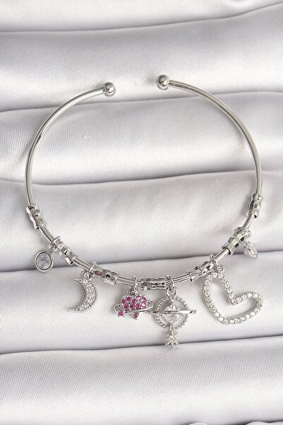 Skygo النحاس الفضة اللون استرخى الزركون حجر الكوكب الشكل القلب التفاصيل سحر ا...