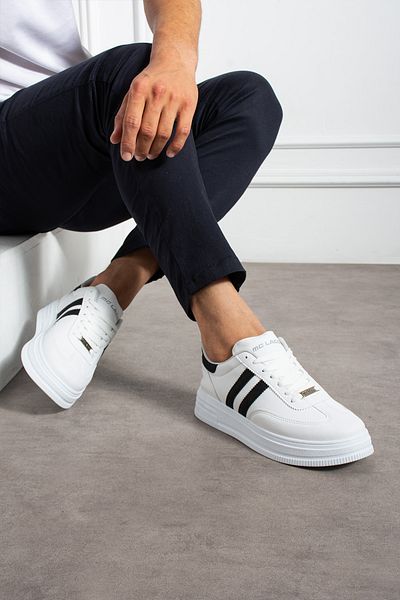 MCLACOS Men's White Black Sneaker Casual Sports Shoes High Sole Comfortable Design X35
