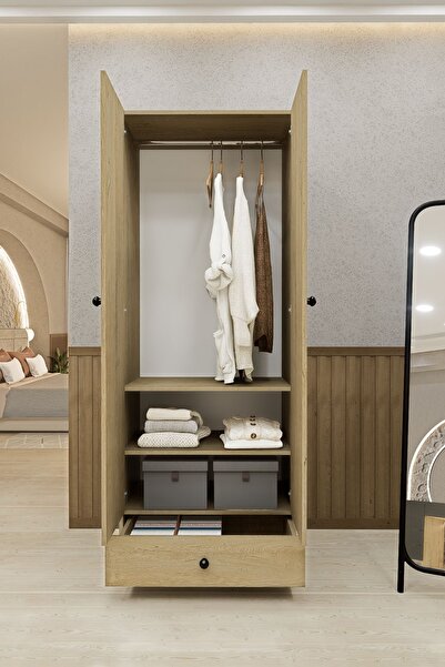DEMİRBAL MOBİLYA MDF 2 KAPAKLI ÇEKMECELİ GARDIROP