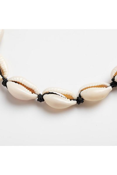 ElectraStore White Shell Anklet on Black String