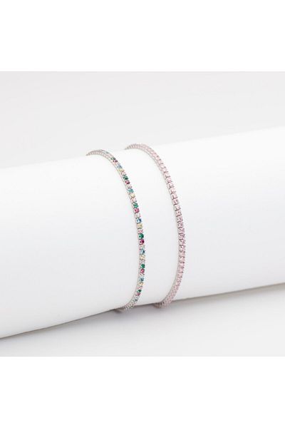ElectraStore Set of 2 Tennis Bracelets Silver Rosa