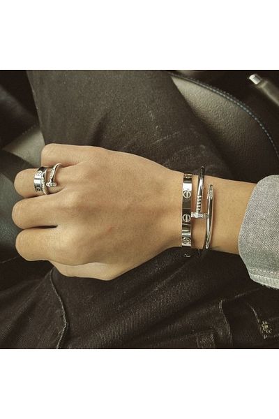 ElectraStore Set of 2 LOVE+CUI Silver Bracelets