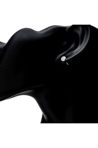 ElectraStore Round Silver Earrings Encrusted With Zirconia Crystals