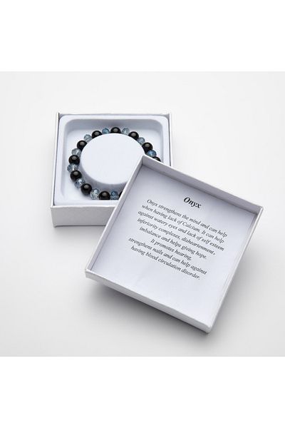 ElectraStore Handmade Bracelet Made of Semi-Precious Onyx Stones