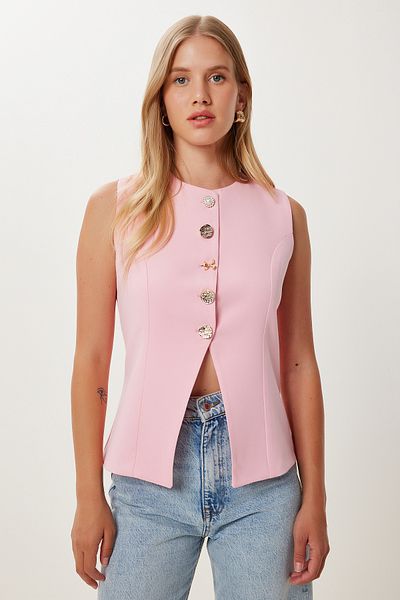 Lovelyİstanbul Stylish Buttoned Woven Vest