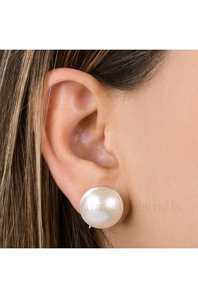 ElectraStore Silver Earrings With Natural Pearl
