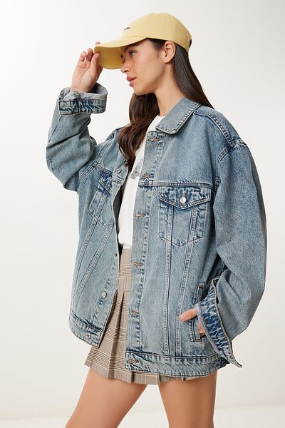 Lovelyİstanbul Πλυμένο τζιν μπουφάν Oversize