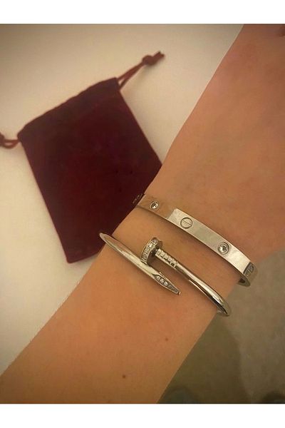 ElectraStore Silver Love Fixed Bracelet With Zirconia Crystals