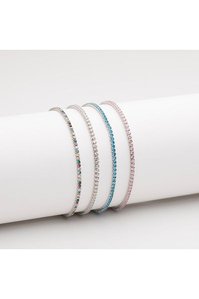 ElectraStore Set of 4 Silver Tennis Bracelets Emma