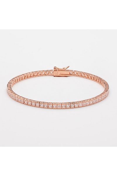 ElectraStore 18K Rose Gold Plated Silver Tennis Bracelet Diamond Look