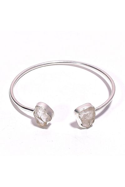 ElectraStore 925 Silver Bangle Bracelet With Crystal Gemstones