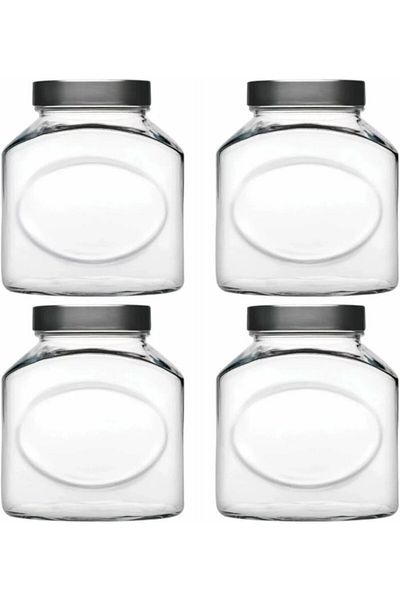 Paşabahçe 80387 Ellipse Glass Jar with Metal Lid 1500 Cc - 4 Pieces