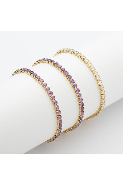 ElectraStore Set of 3 Tennis Bracelets with Gold Plated and Zirconia Crystals