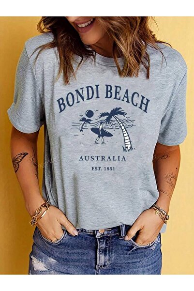 LAYORA Γυναικείο μπλουζάκι oversized - Bondi Beach Australia με τύπωμα |   Κα...