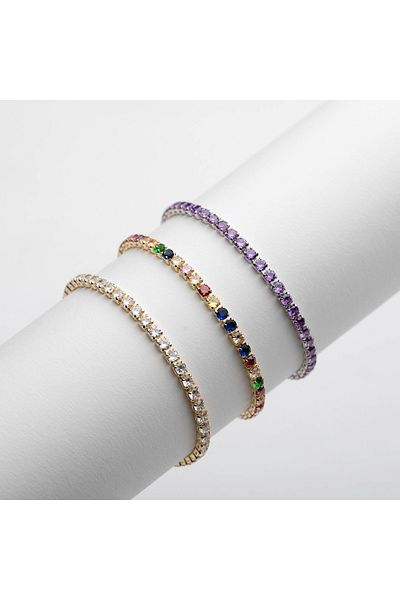 ElectraStore Set of 3 Tennis Crystal Bracelets