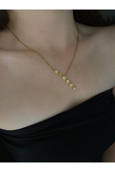 NECK ACCESSORY Steel Y Necklace with Star Figure