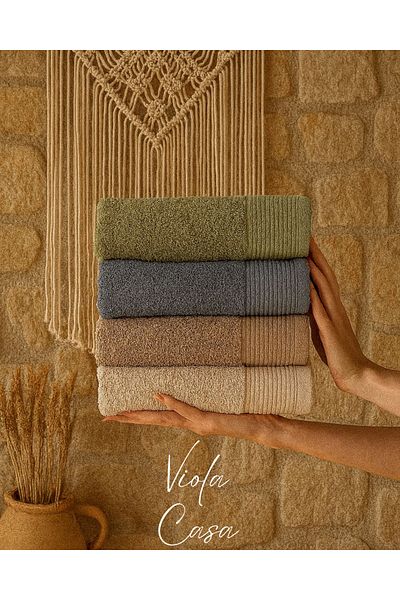 Violacasa 100% Cotton 4 Pieces 50X90 Face and Hair Towels Gift Dowry Everyday Kayra