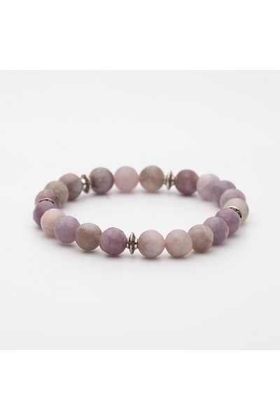 ElectraStore Handmade Bracelet Made of Semi-Precious Stones Lilac Jade
