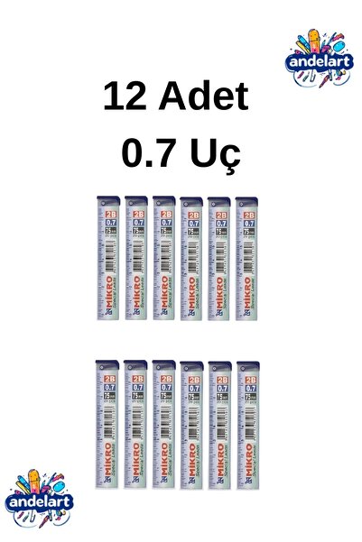 andelart Min Kalem Ucu 0.7 Uc 2b Dereceli Cetvelli - 12 Li Paket
