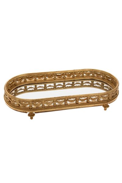 Iliadis Alexandros Tava din rasina ovala Antique Gold 43 cm x 22 cm x 8 cm