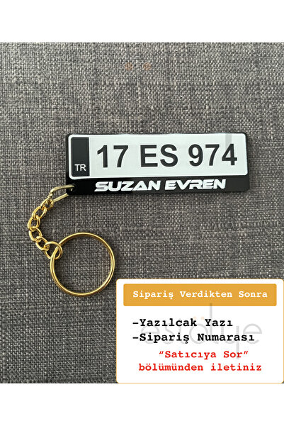 estölye Kişiye Özel Isimli Pleksi Plaka Anahtarlık , Araba Süsü- Çift Taraflı