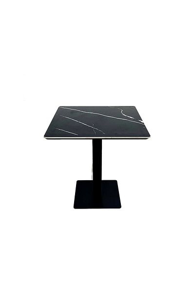 homejoyz Square Dining Table with Marble Finish Top -black - 75x70 cm