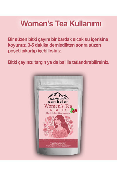 sarıbelen Women’s Tea Regl Dönemine Özel Bitki Çayı Doğal ve Katkısız "Adet Çayı" 30 g 20 Süzen Poşet