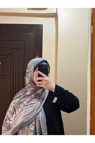 BOUTİCON Navy Blue Retro Patterned Summer Cotton Shawl