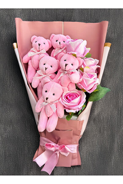 Linalux Gifts Ayıcıklı Güllü Buket - Kız Kardeşe Hediye - Ablaya Hediye - Kiz...