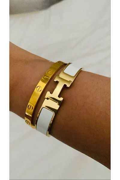 ElectraStore Set of 2 Love +White Hermina Bracelets